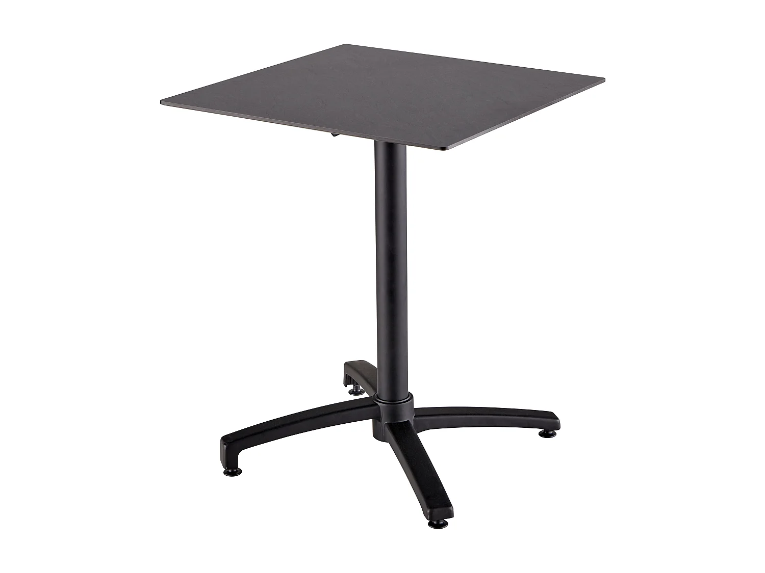 Ensemble table de terrasse stratifié ardoise gris et 4 fauteuils taupe