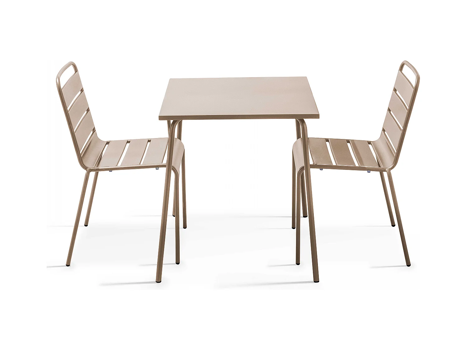 Ensemble table de jardin carrée et 2 chaises acier taupe - Palavas