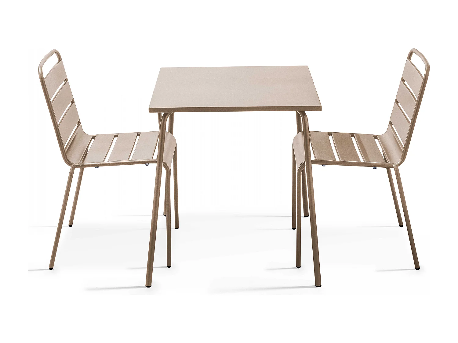 Ensemble table de jardin carrée et 2 chaises acier taupe - Palavas