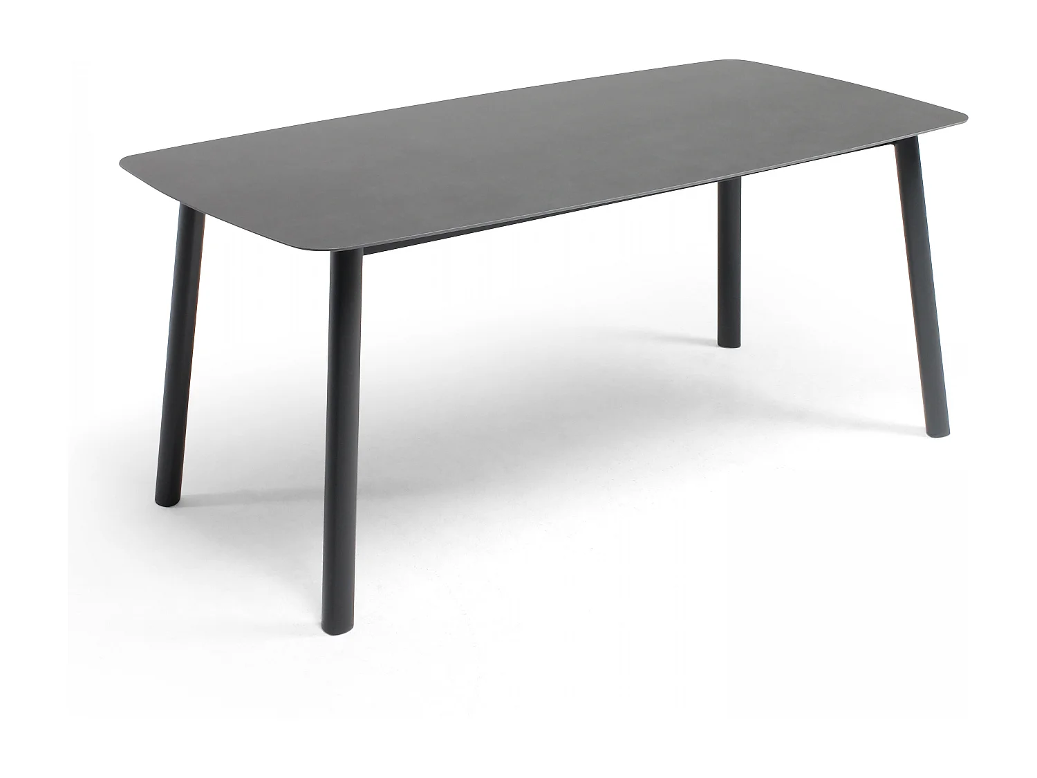 Table de terrasse aluminium et pierre, 6 chaises et 2 fauteuils gris