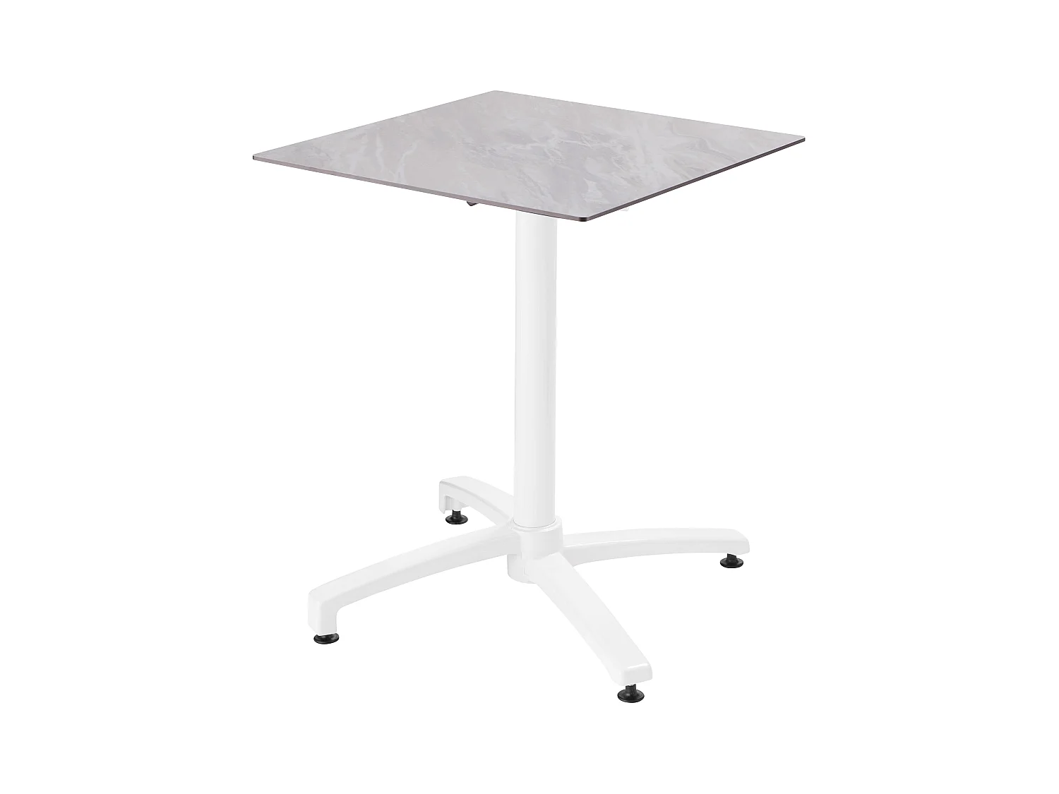 Ensemble table de terrasse stratifié marbre et 2 fauteuils blanc