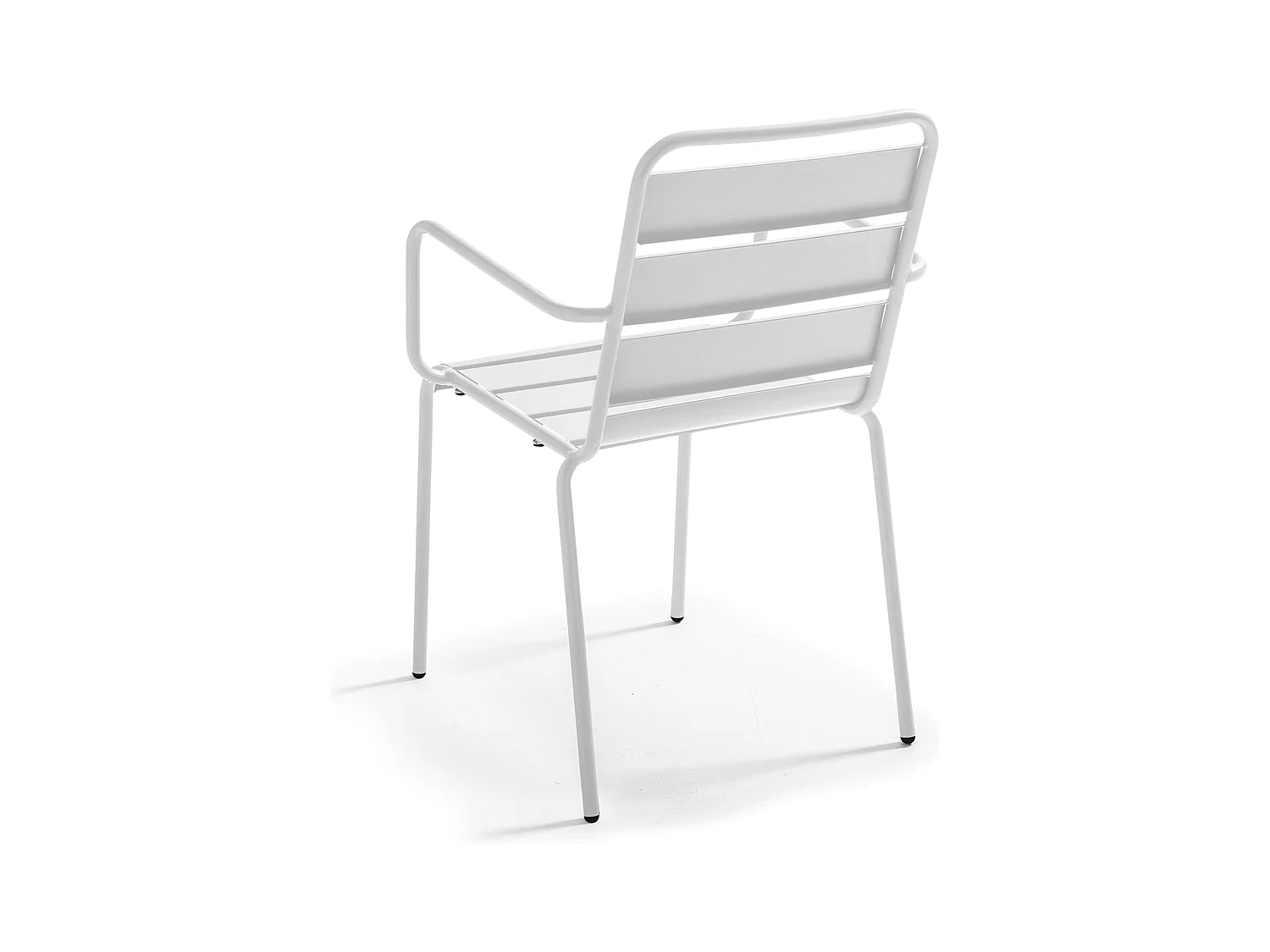 Ensemble table de terrasse stratifié marbre et 2 fauteuils blanc