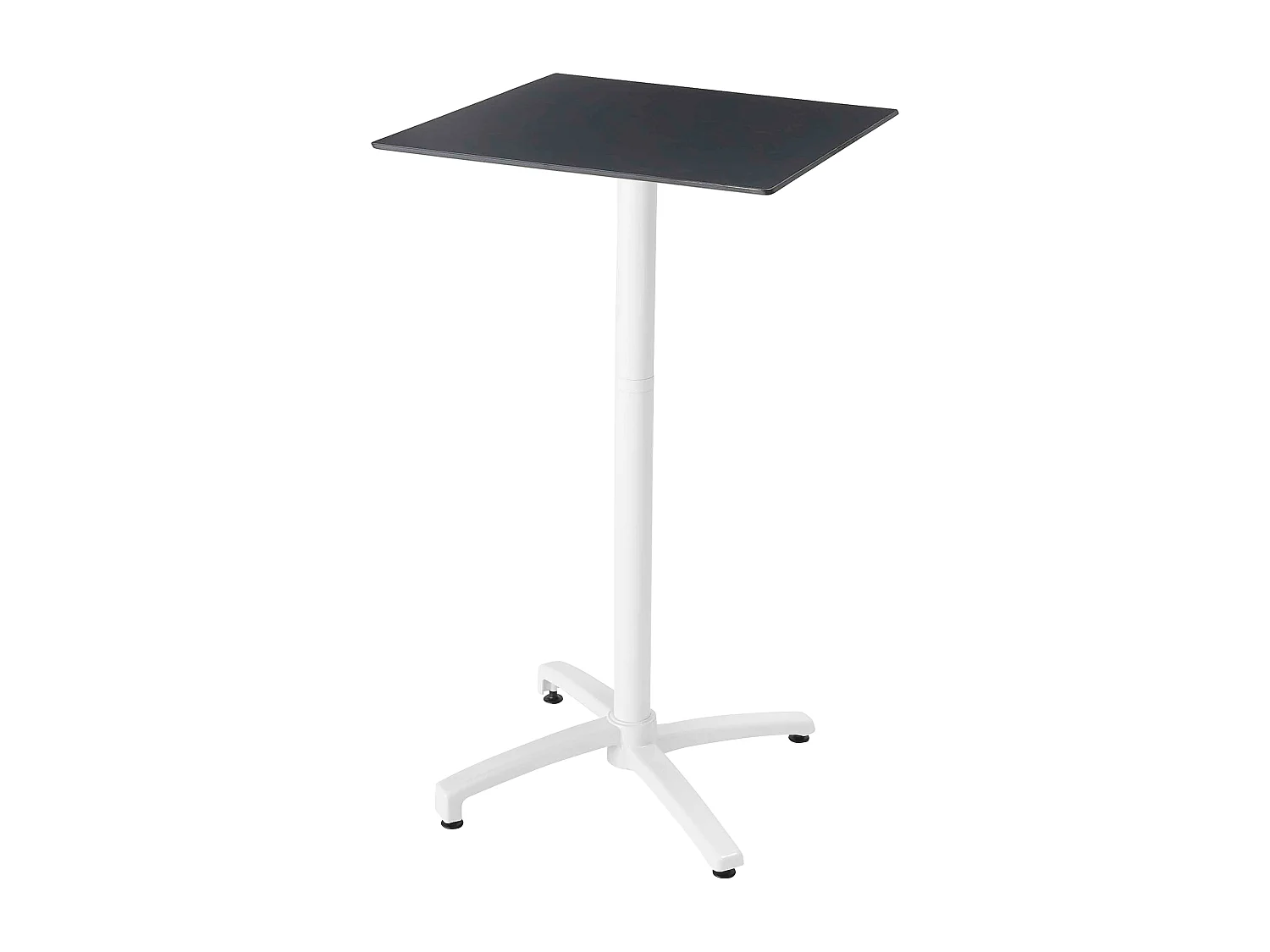 Ensemble table haute stratifié noir et 2 chaises hautes blanc