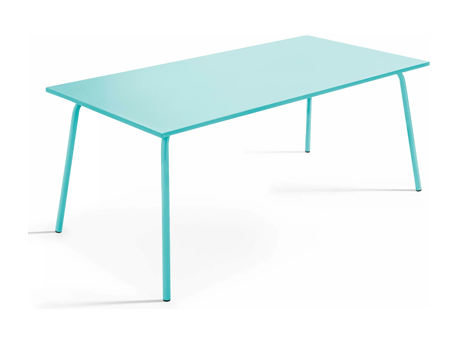 Ensemble table de jardin et 6 fauteuils en métal turquoise - Palavas