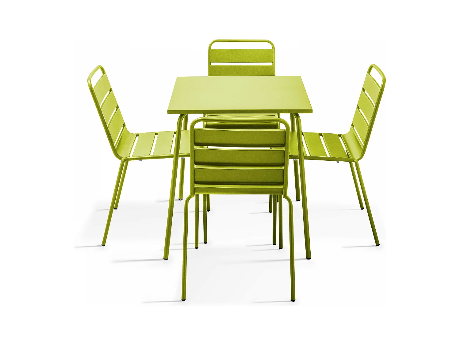 Ensemble table de jardin et 4 chaises en métal vert - Palavas