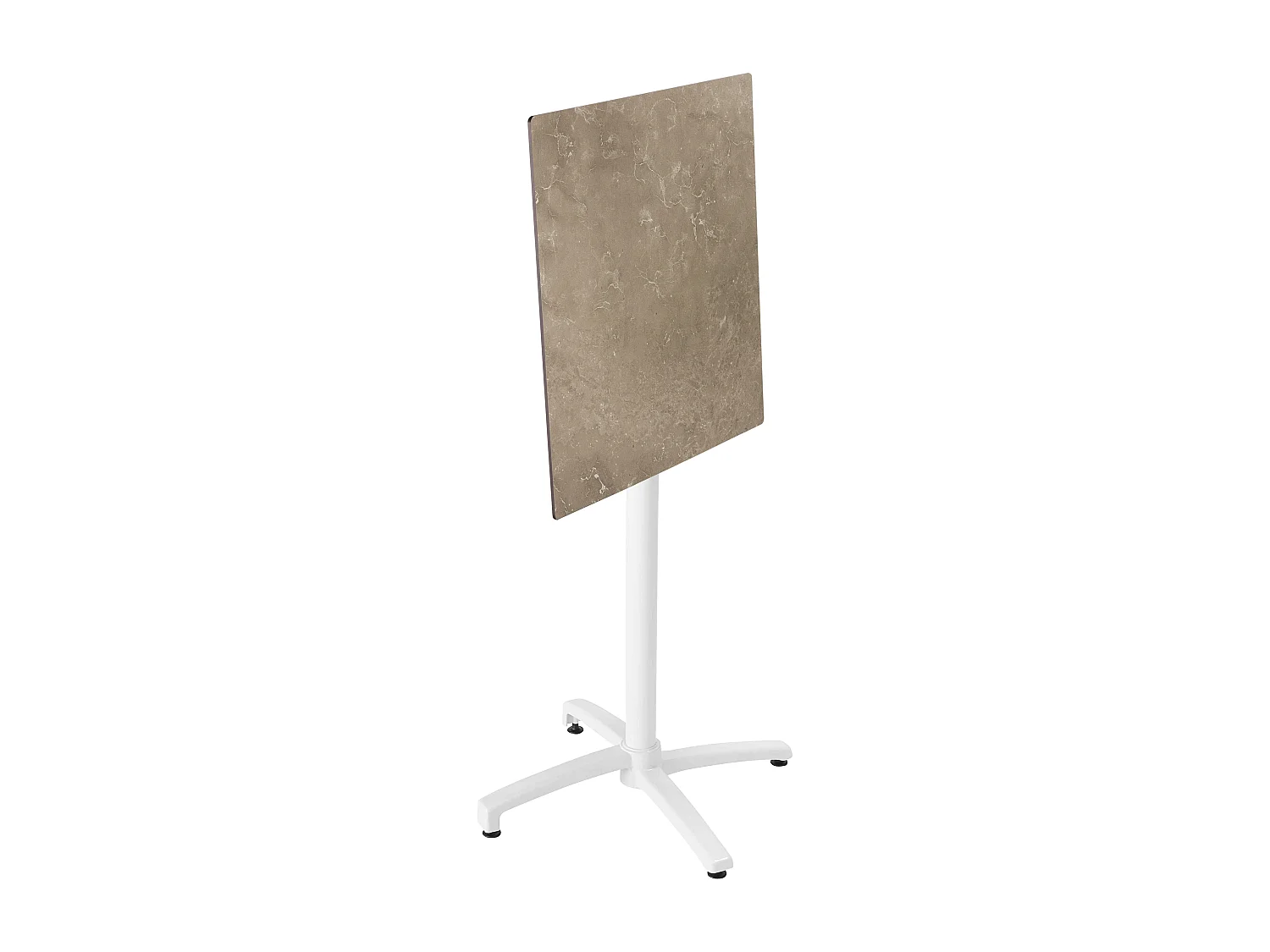 Ensemble table haute stratifié marbre beige et 2 chaises hautes gris