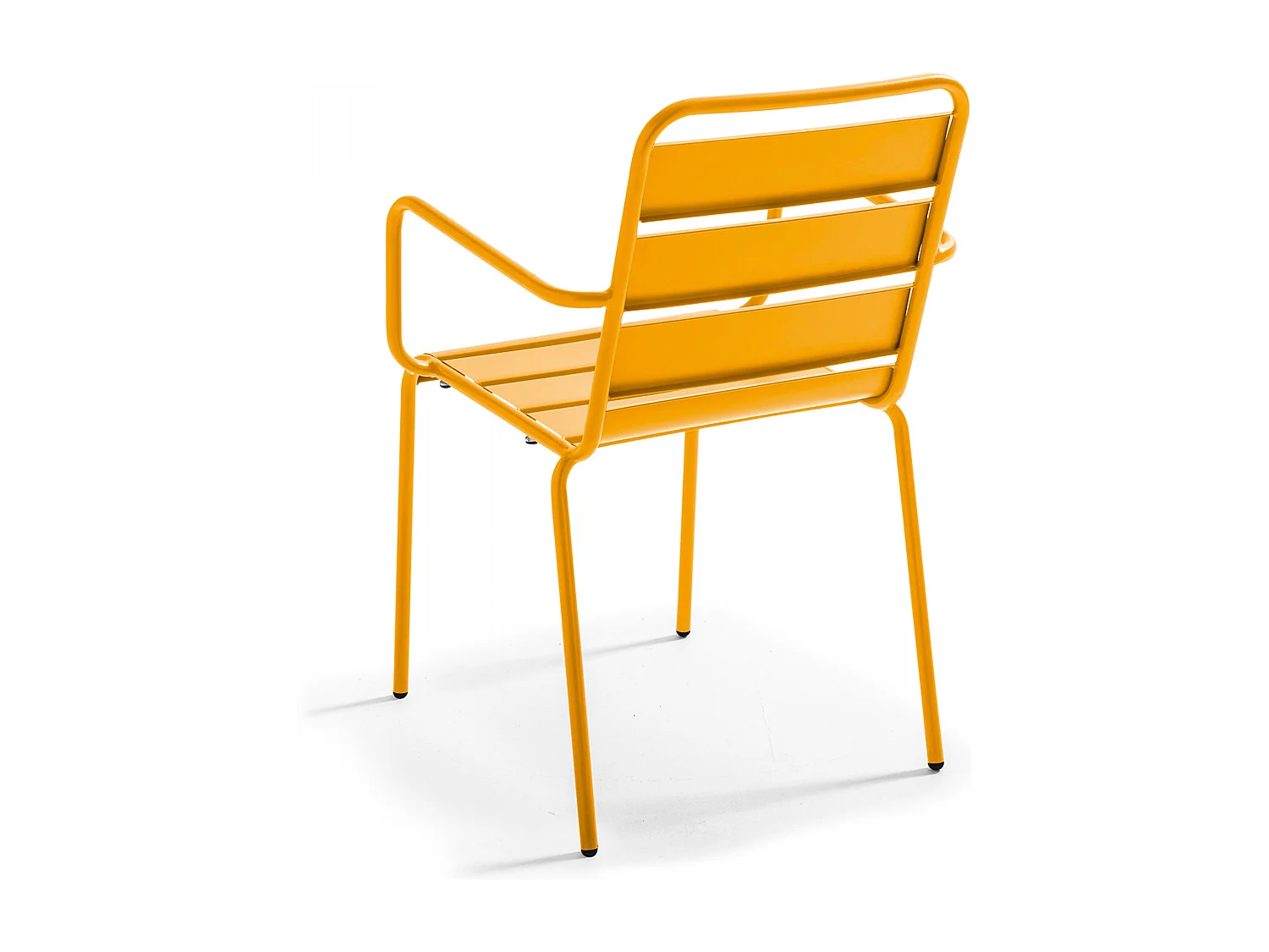 Ensemble table de jardin et 4 fauteuils en métal jaune - Palavas