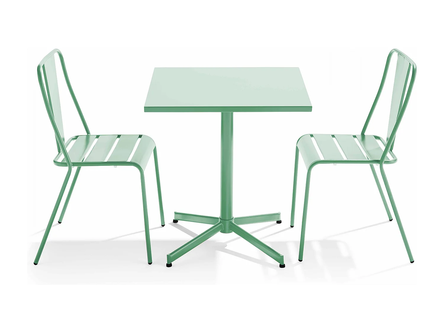 Tuinset met verstelbare tafel en 2 saliegroene stoelen