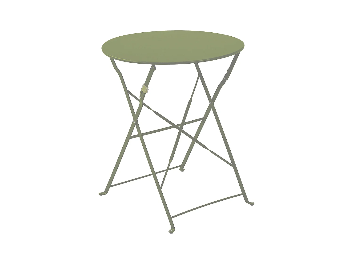 Ronde opvouwbare tuintafel en 2 lindegroene opvouwbare stoelen
