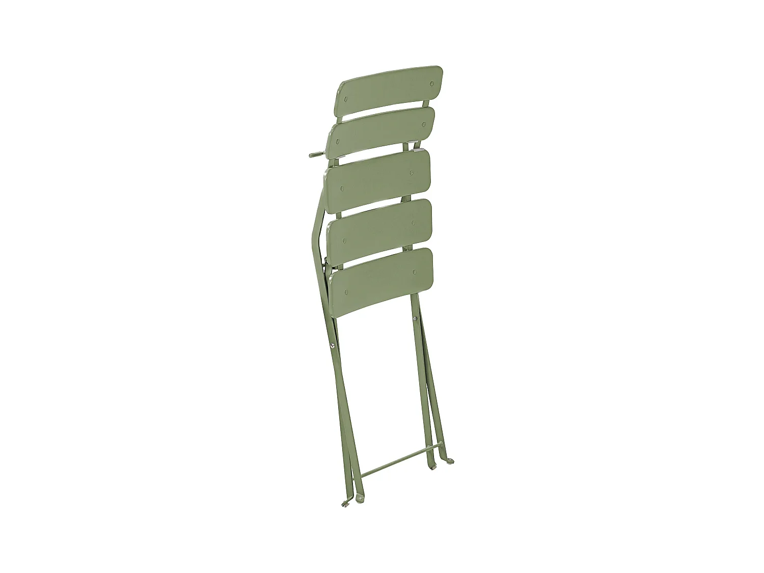 Ronde opvouwbare tuintafel en 2 lindegroene opvouwbare stoelen