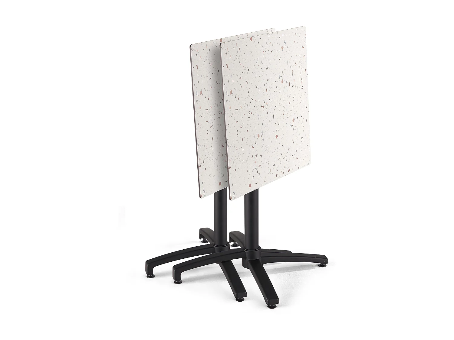 Ensemble table de terrasse stratifié terrazzo et 4 fauteuils taupe