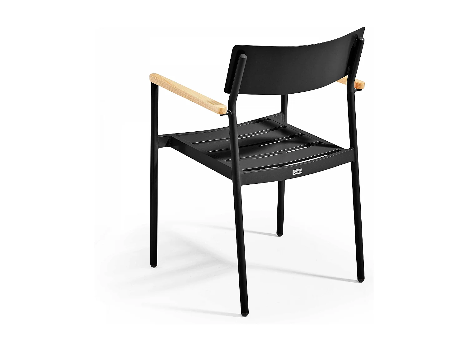 Ensemble table de jardin et 4 fauteuils en aluminium/bois noir