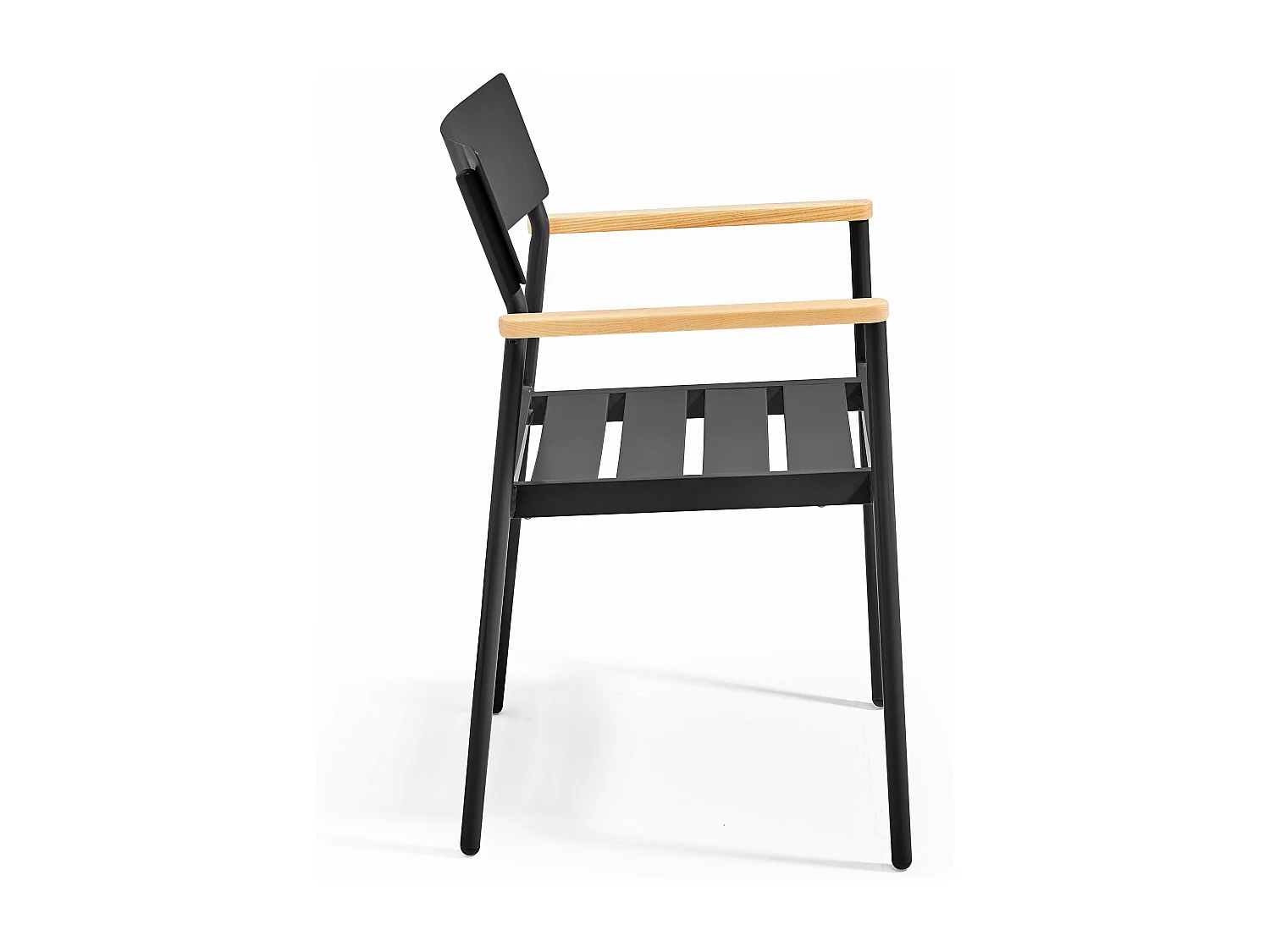 Ensemble table de jardin et 4 fauteuils en aluminium/bois noir