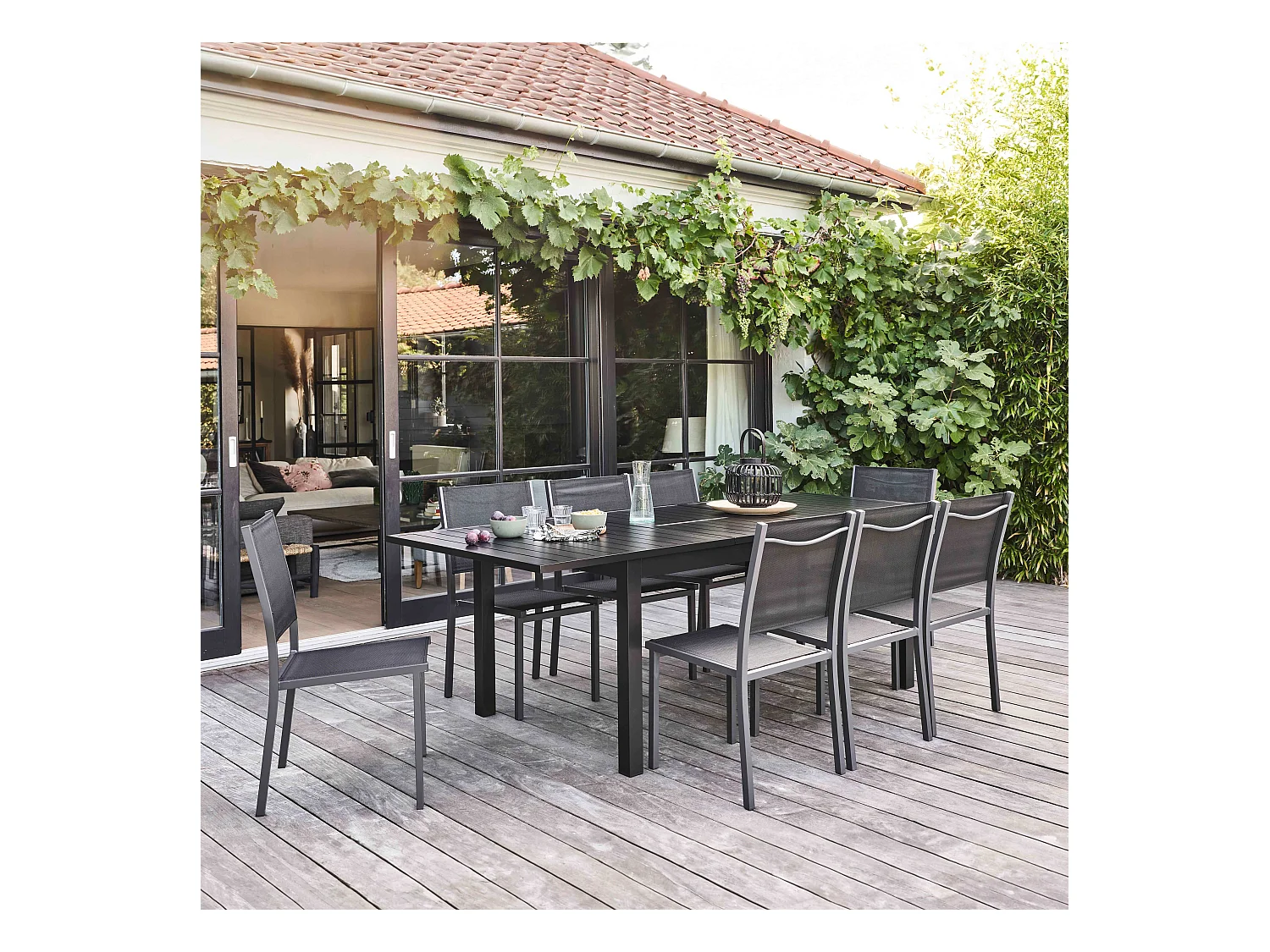 Ensemble table de jardin en aluminium avec 8 chaises