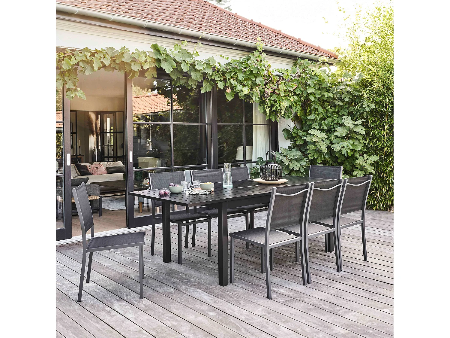 Ensemble table de jardin en aluminium avec 8 chaises