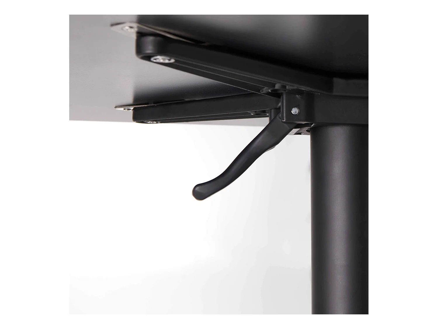 Set van een zwarte gelamineerde tuinset en 4 grijze fauteuils