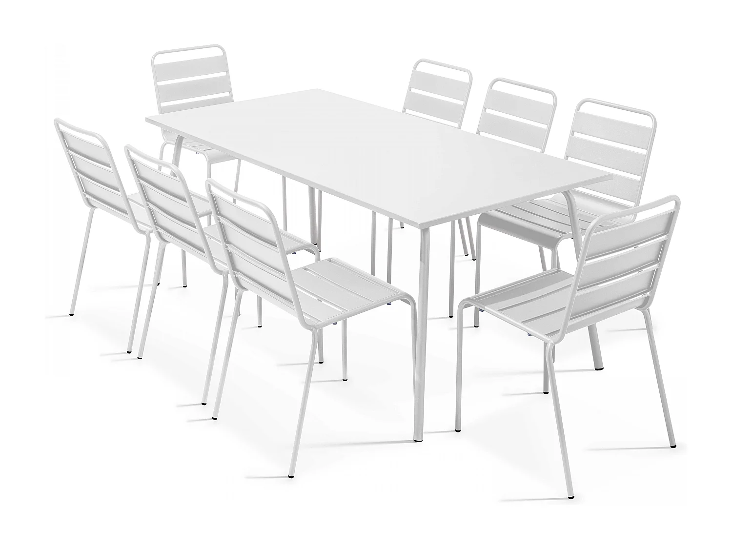 Ensemble table de jardin et 8 chaises en métal blanc - Palavas
