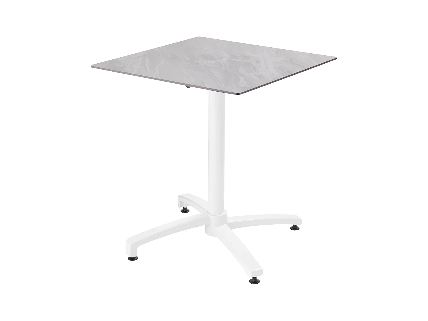 Ensemble table de terrasse stratifié marbre avec 2 fauteuils blanc