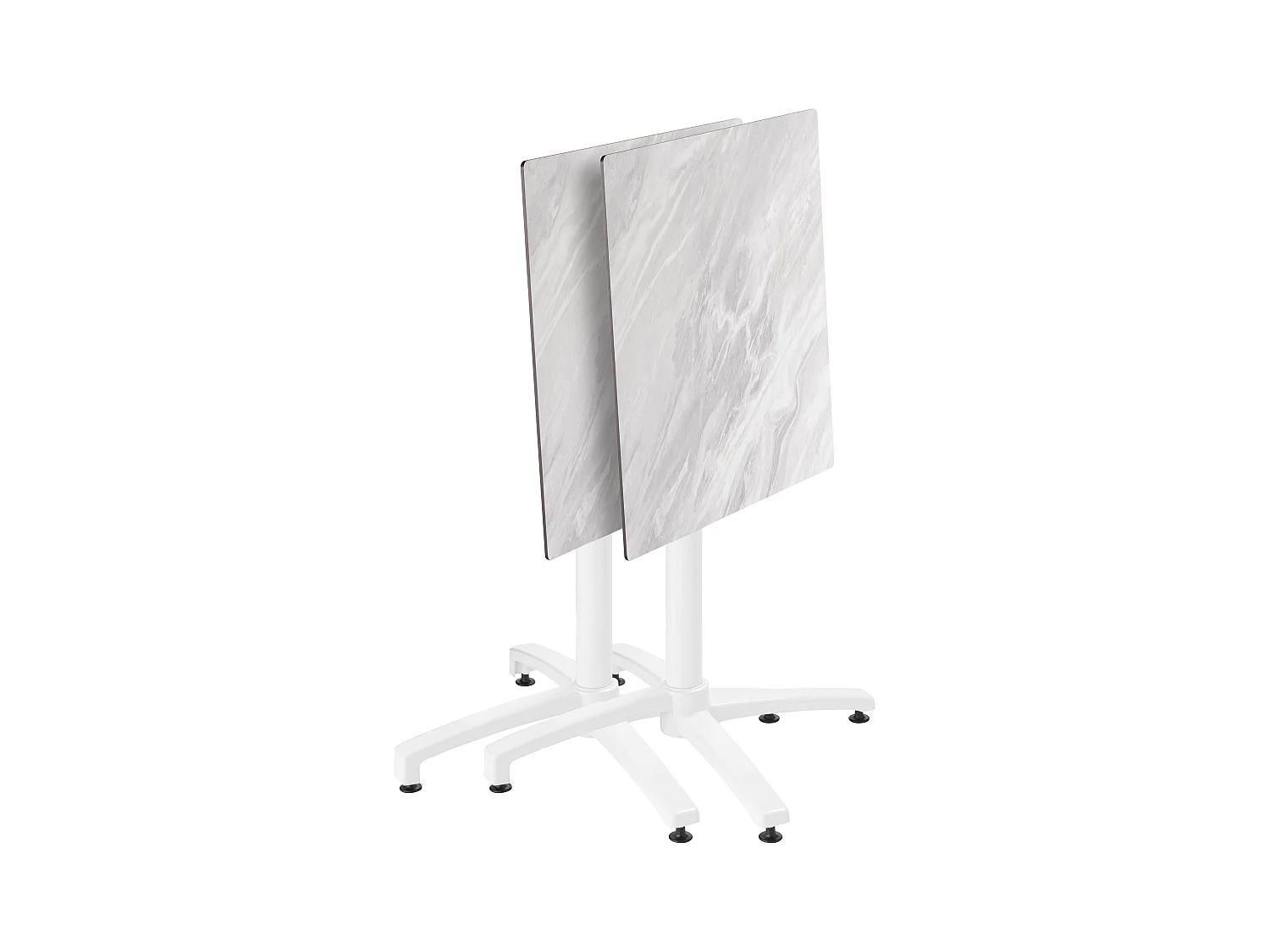 Ensemble table de terrasse stratifié marbre avec 2 fauteuils blanc