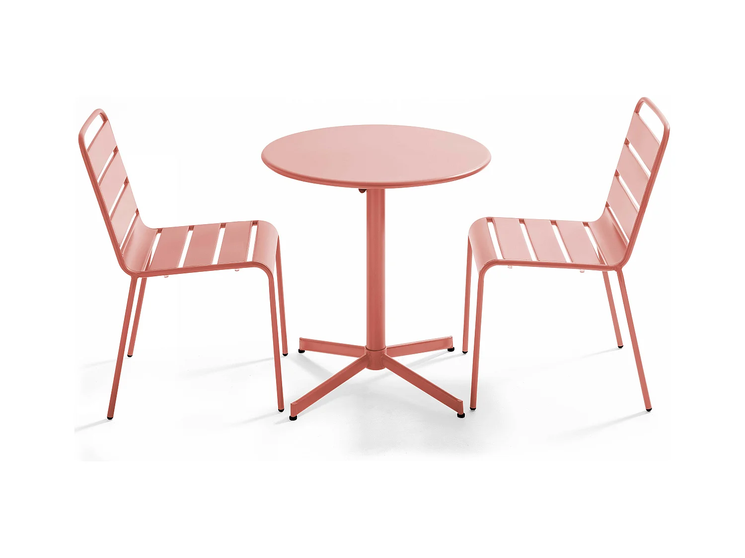 Ensemble table de jardin ronde et 2 chaises métal argile - Palavas