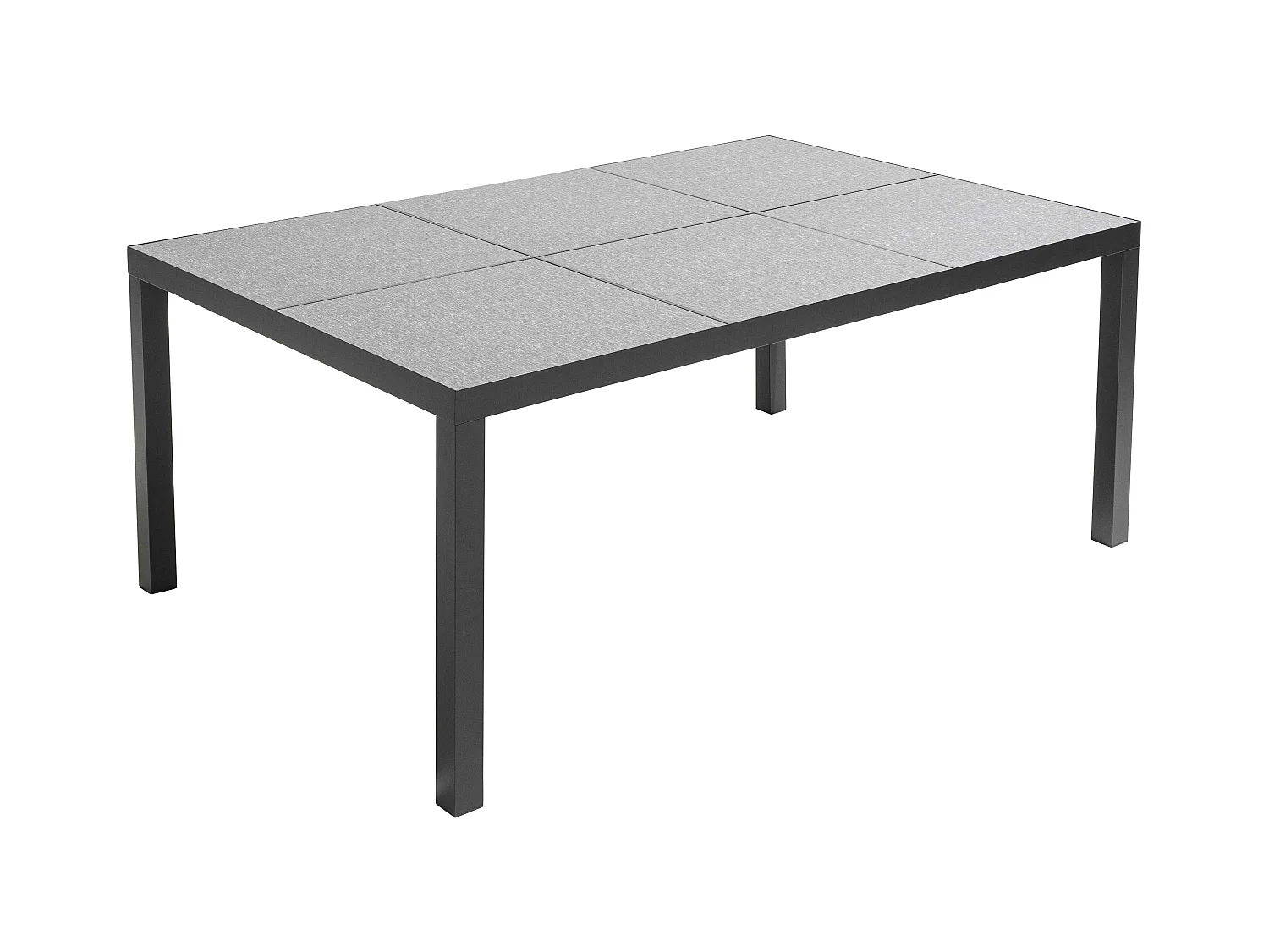 Set tafel en stoelen 10 plaatsen keramiek grijs