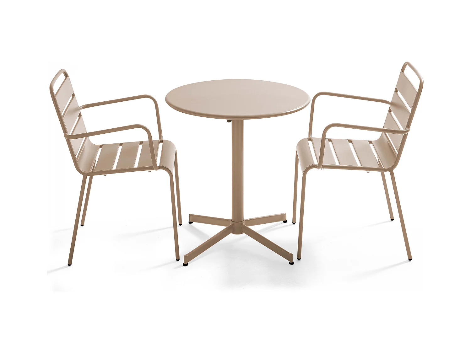 Ensemble table de jardin et 2 fauteuils métal taupe - Palavas