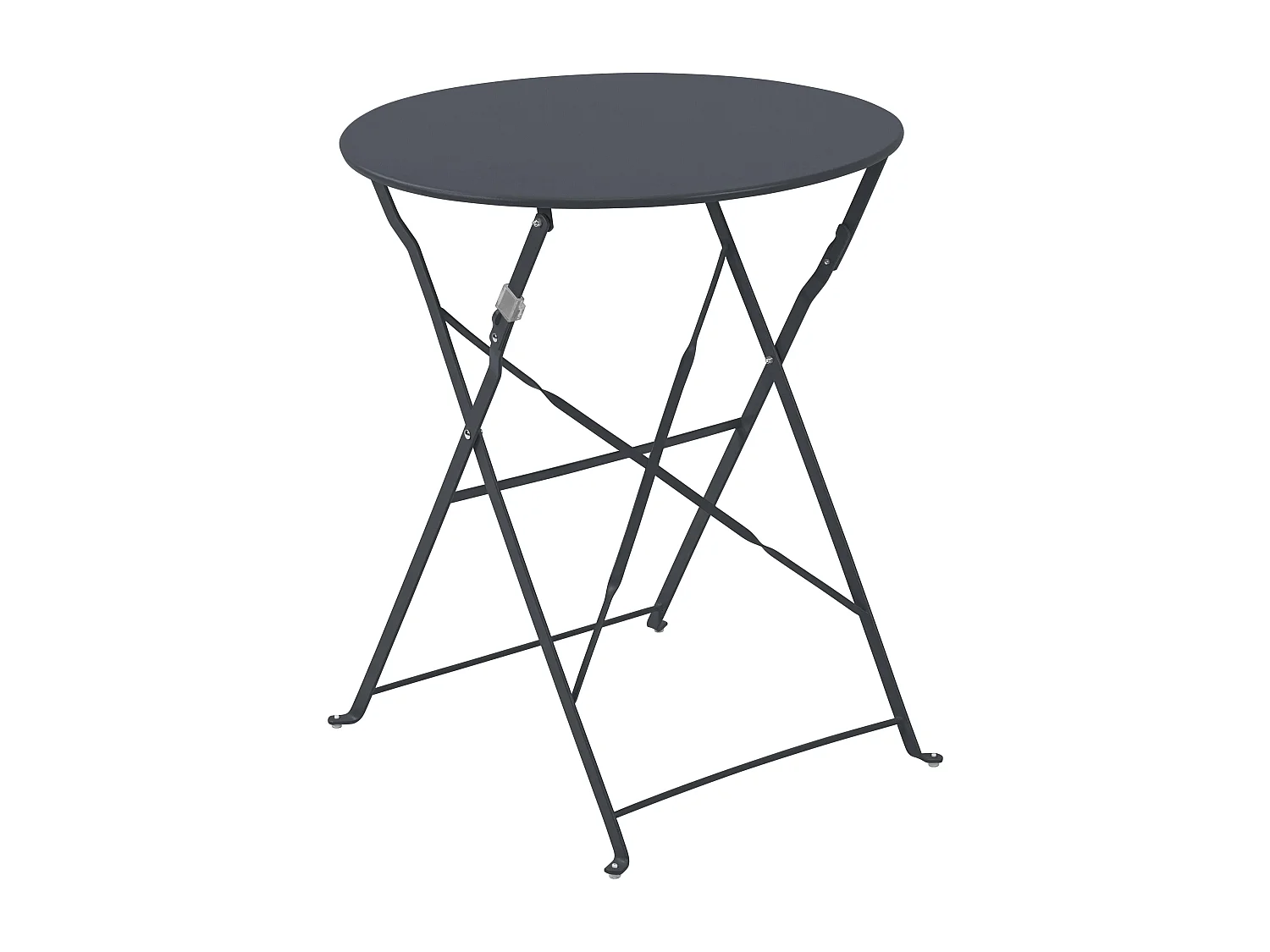 Table de terrasse ronde pliante et 2 chaises pliantes anthracite