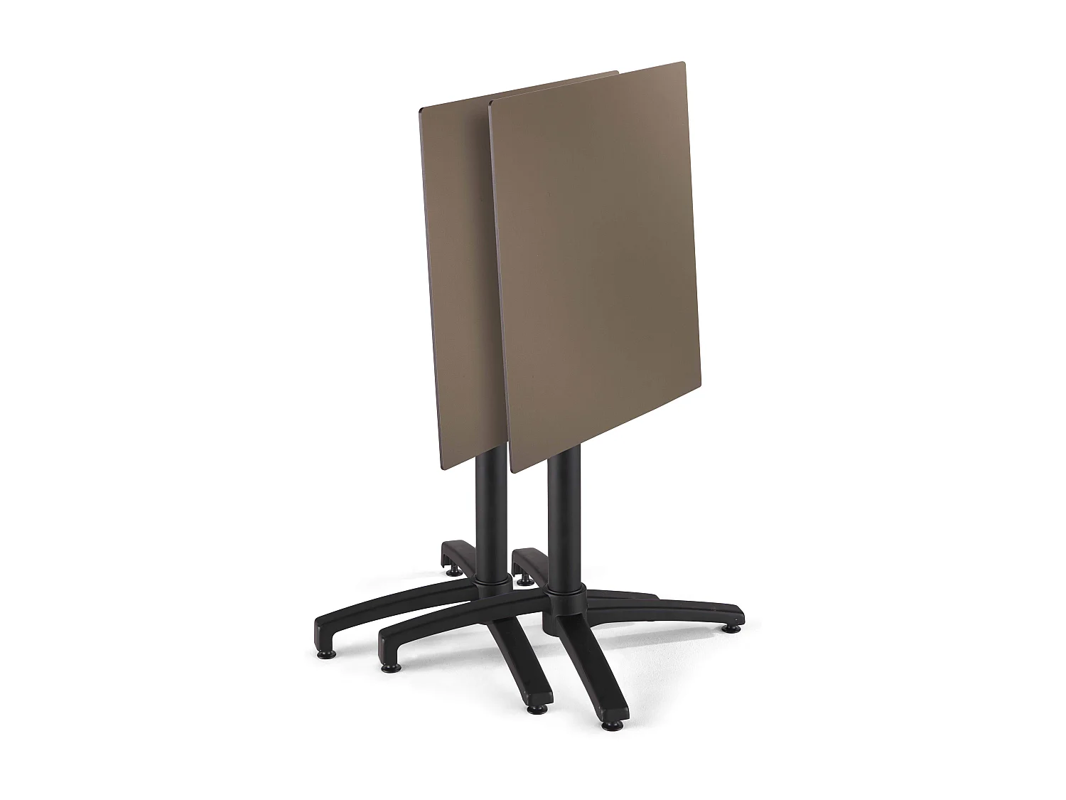 Set van een gelamineerde tuin tafel en 2 grijze fauteuils