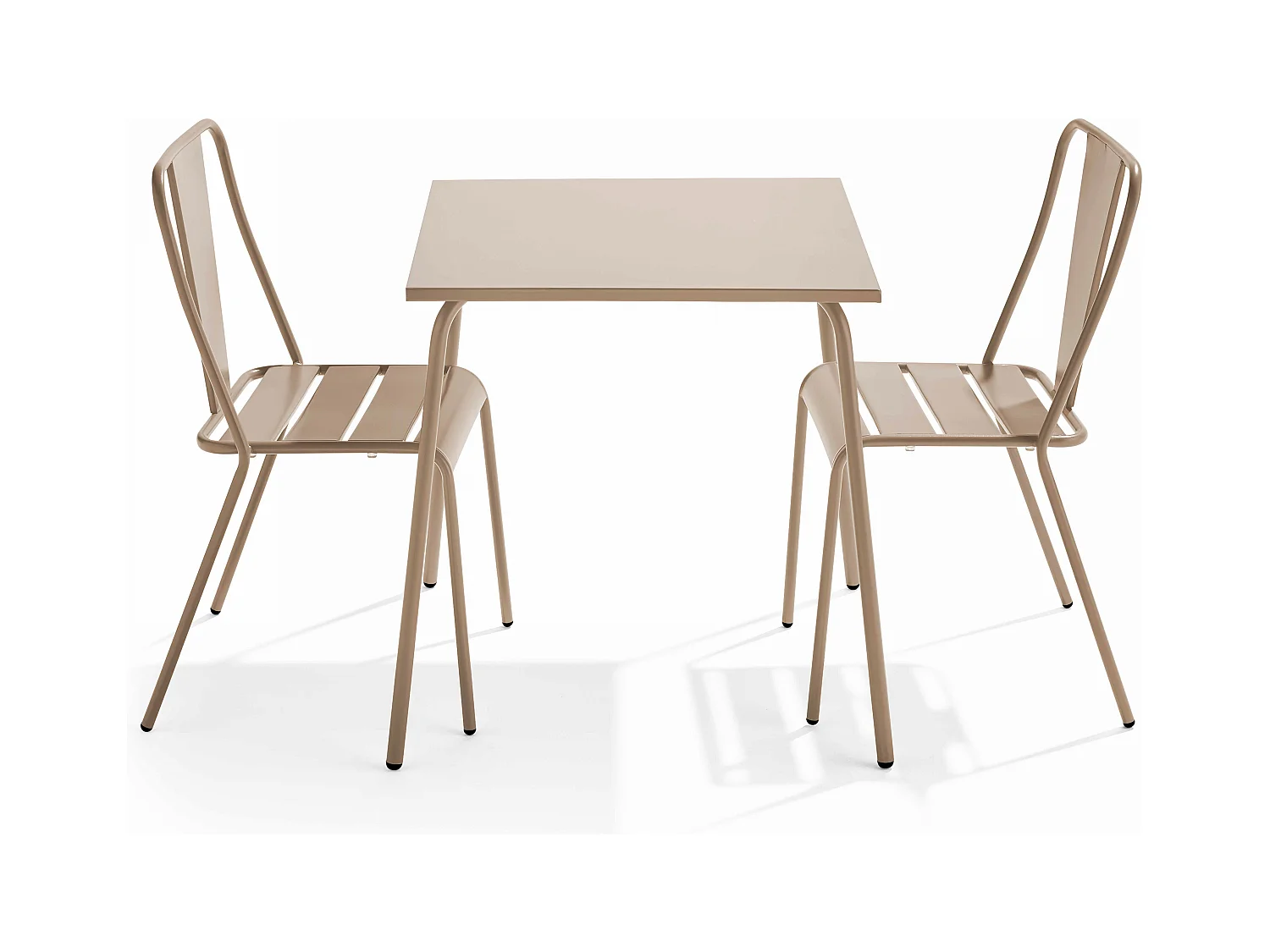 Ensemble table de jardin carrée et 2 chaises bistrot taupe - Palavas