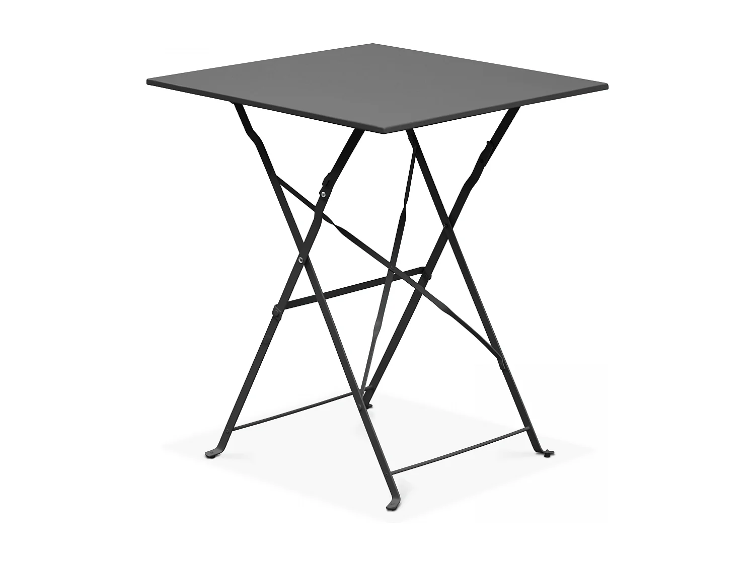 Table de jardin et 2 chaises acier gris