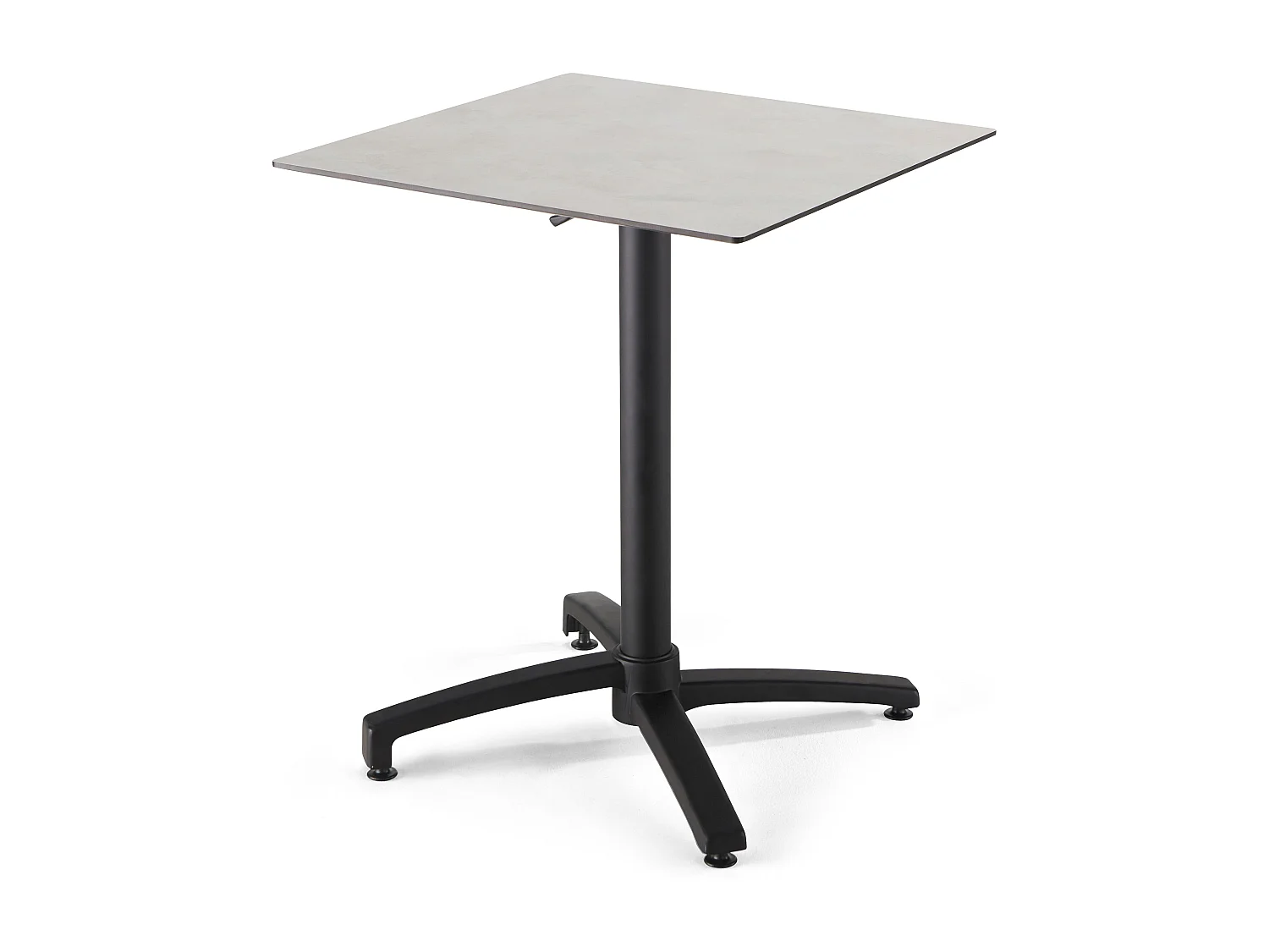 Ensemble table de terrasse stratifié beton clair et 2 fauteuils gris