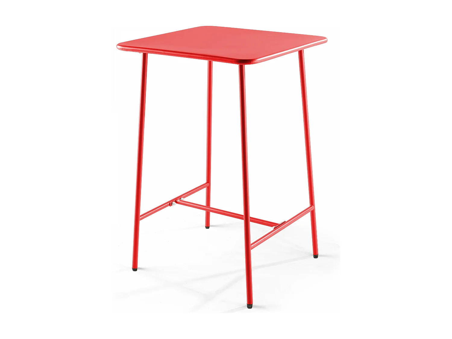 Ensemble table de bar et 4 chaises hautes en métal rouge  - Palavas