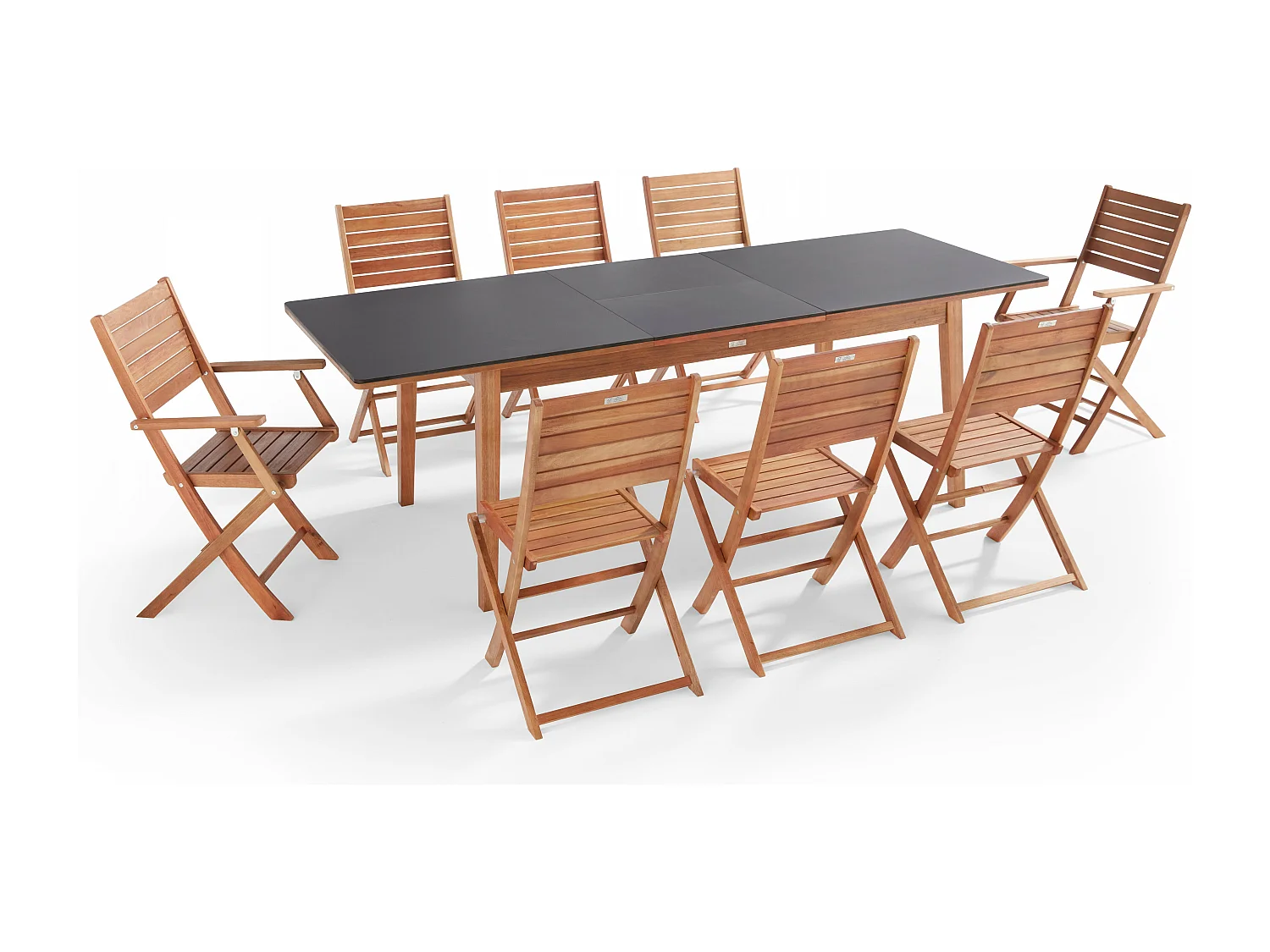 Ensemble table de jardin en eucalyptus extensible avec 8 assises