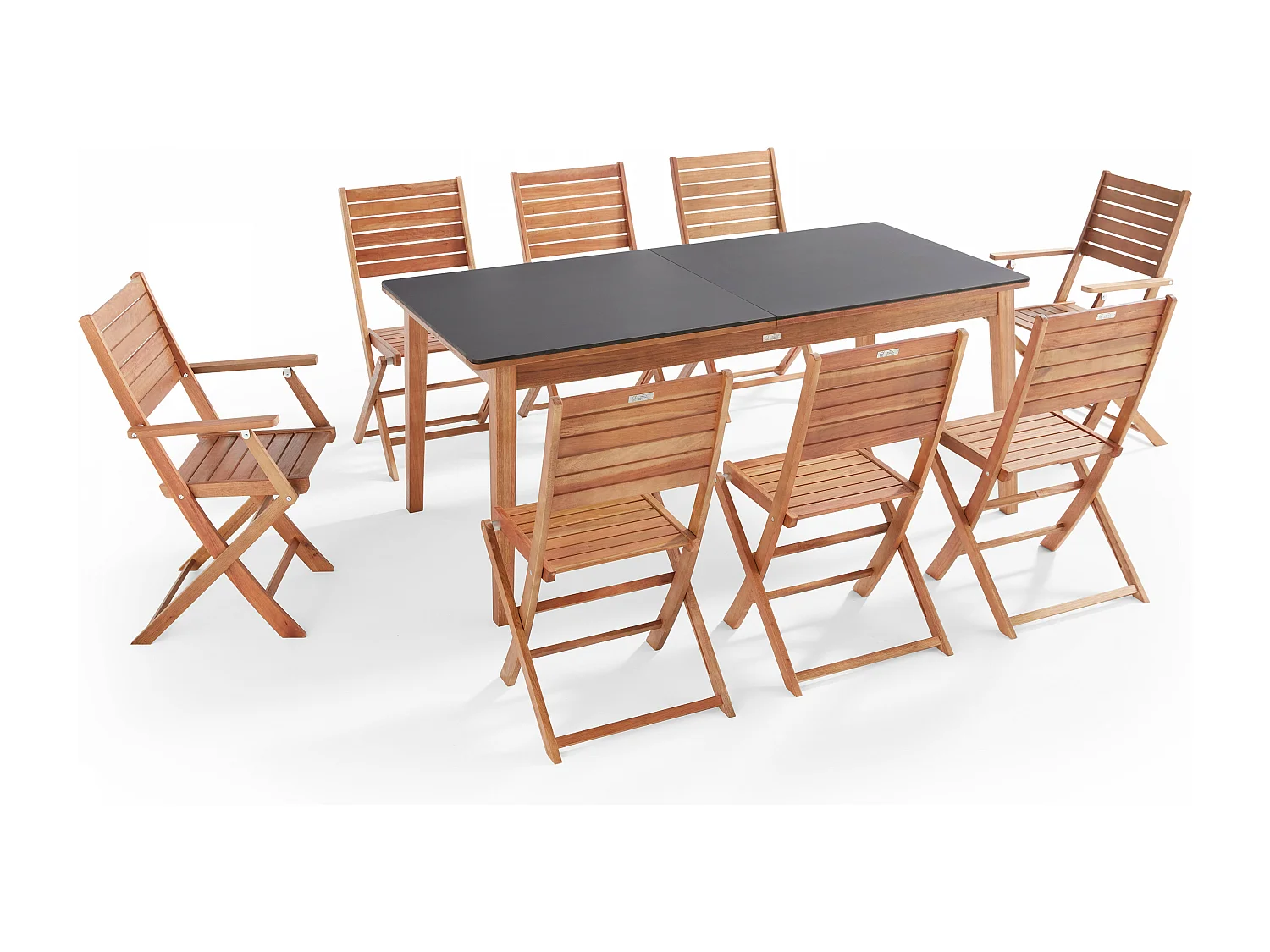 Ensemble table de jardin en eucalyptus extensible avec 8 assises