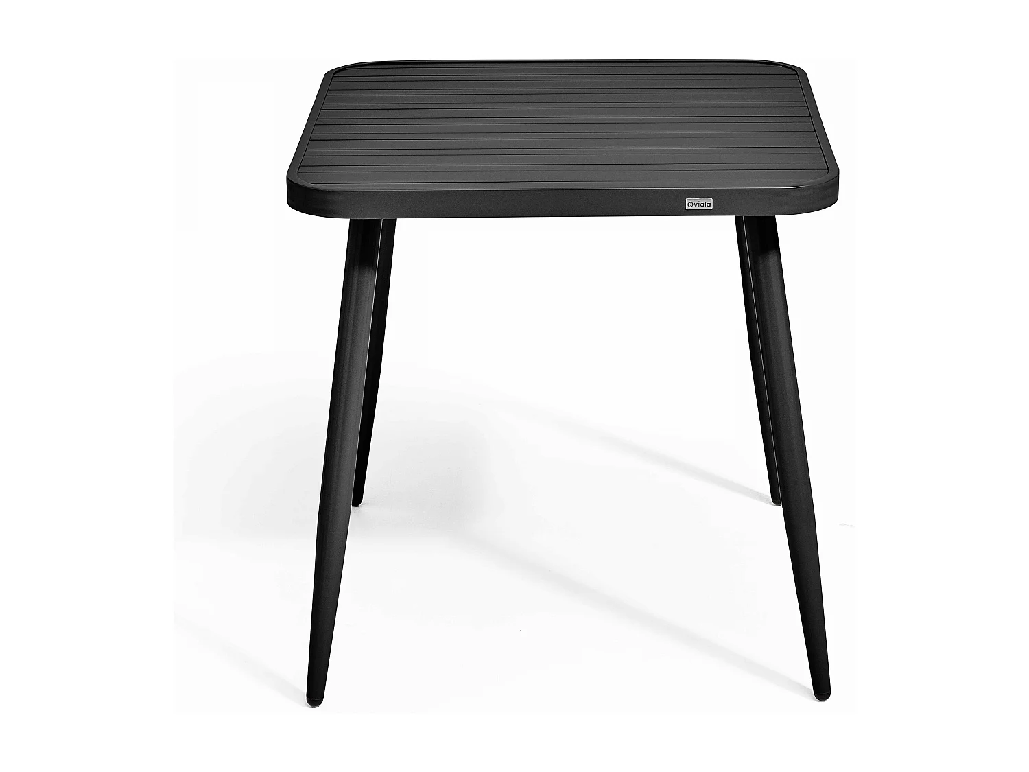 Tuinset met tafel en 2 fauteuils van aluminium/zwart hout