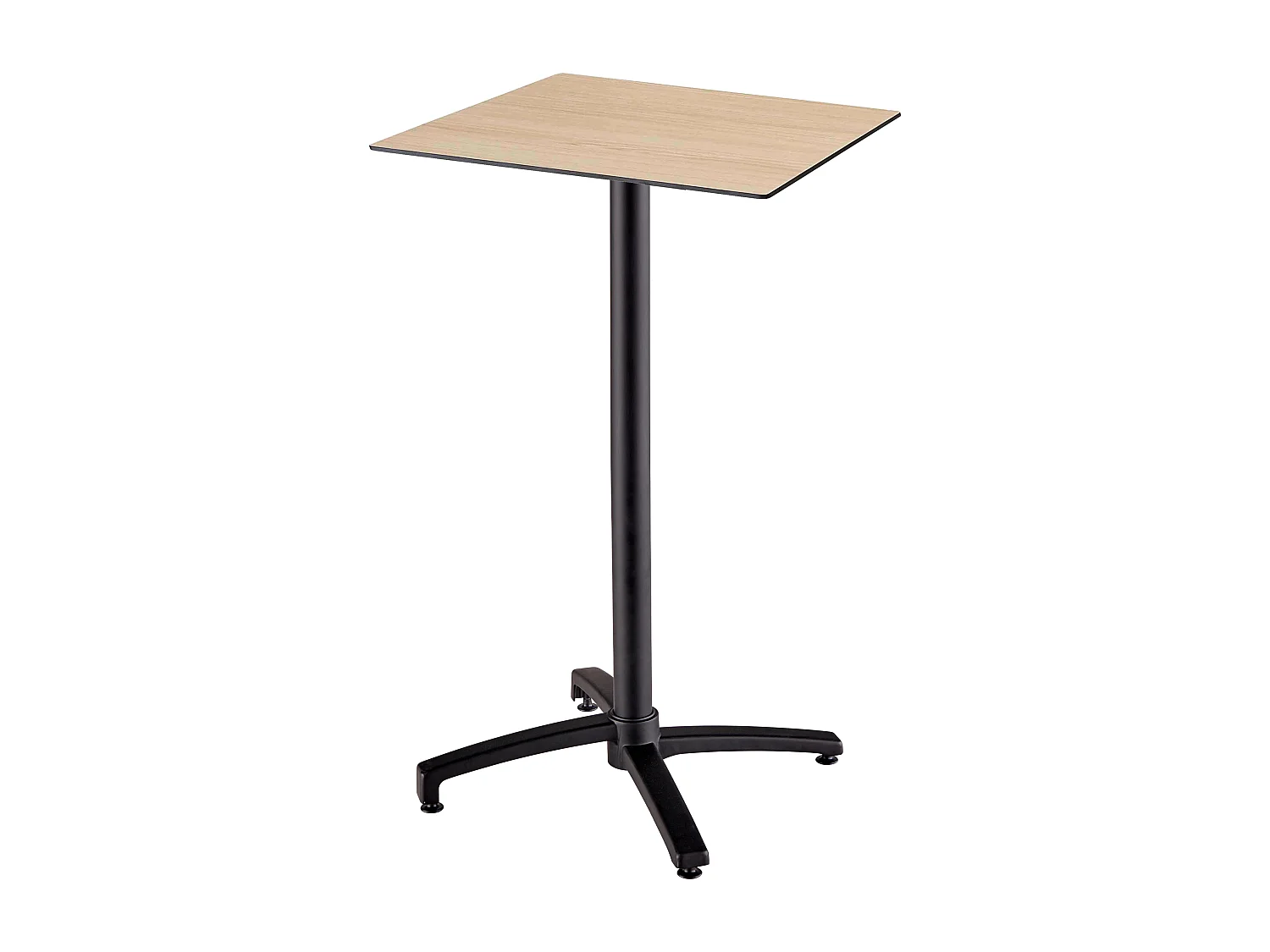 Set hoge tafel met eikenhouten laminaat en 2 hoge grijze stoelen