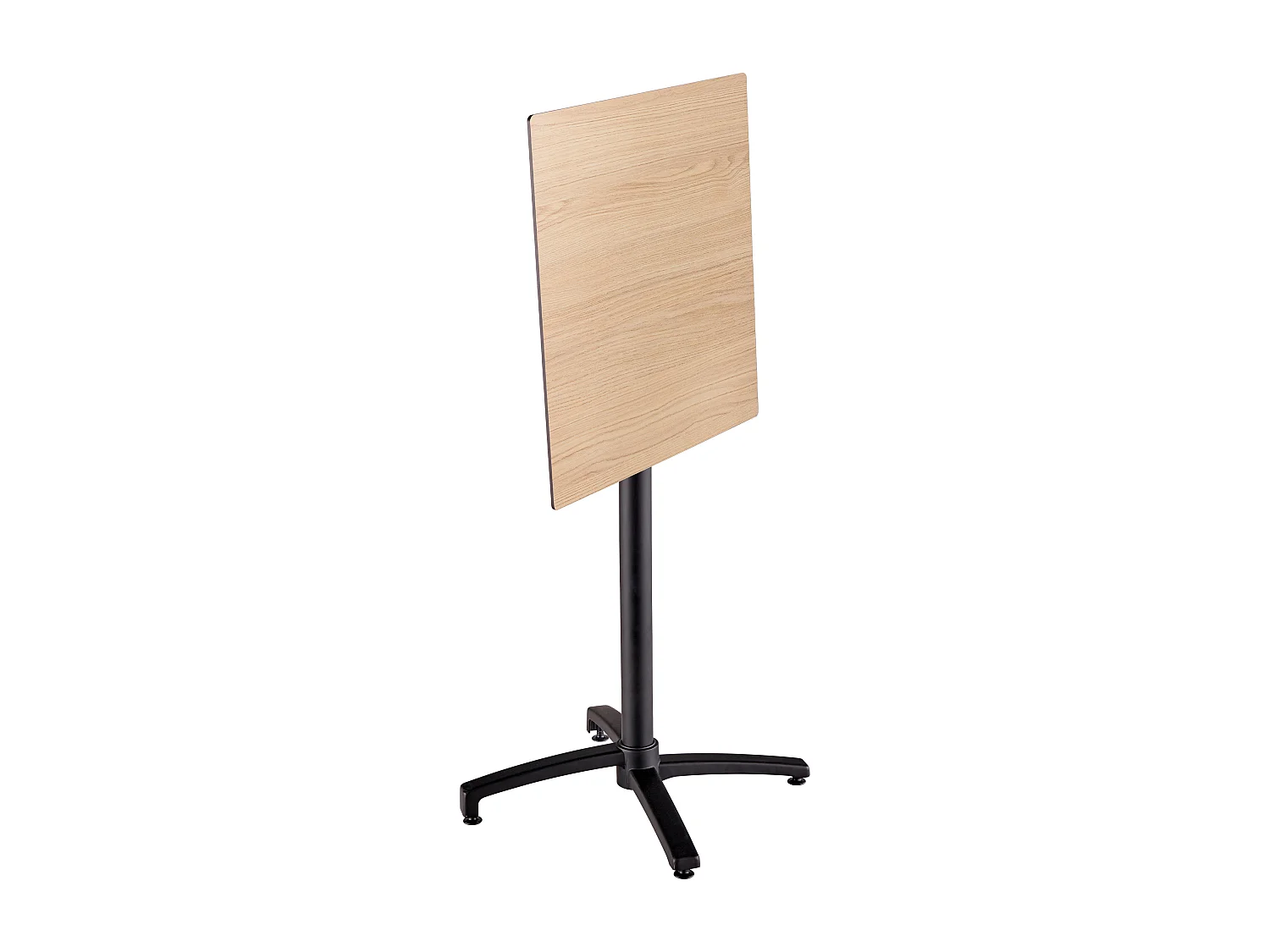 Set hoge tafel met eikenhouten laminaat en 2 hoge grijze stoelen