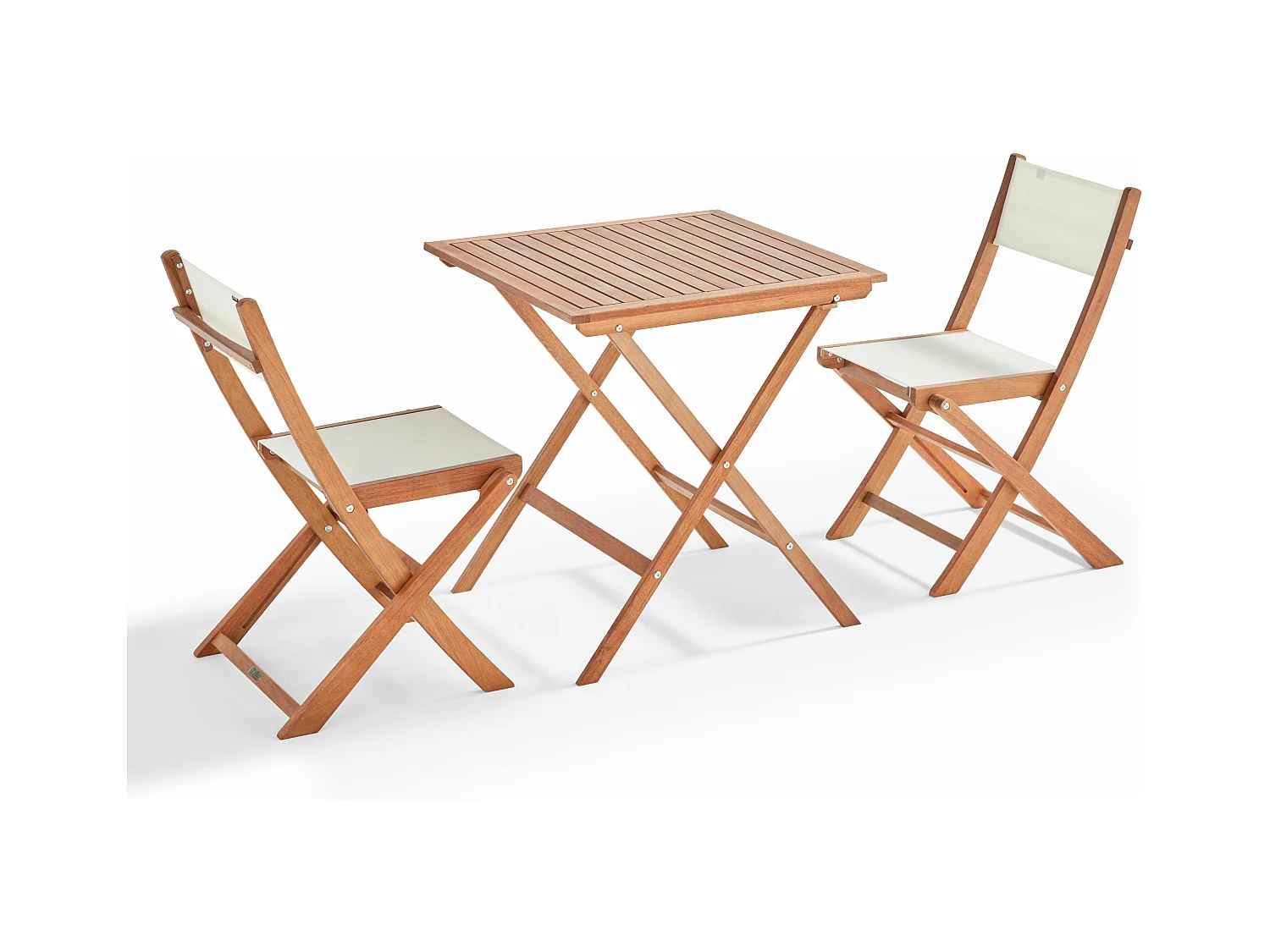 Ensemble table carrée pliante et 2 chaises pliantes blanches