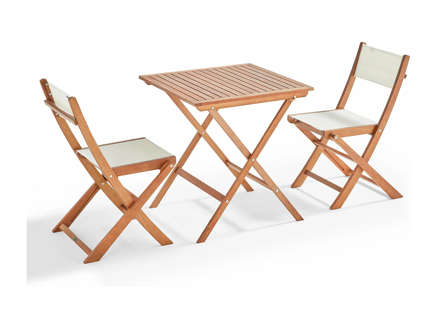 Ensemble table carrée pliante et 2 chaises pliantes blanches
