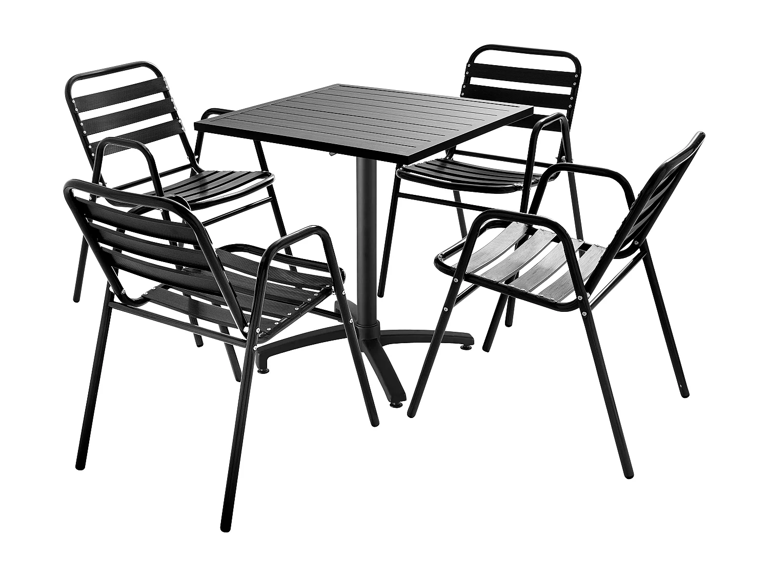 Ensemble table de jardin bistrot et 4 chaises en aluminium gris