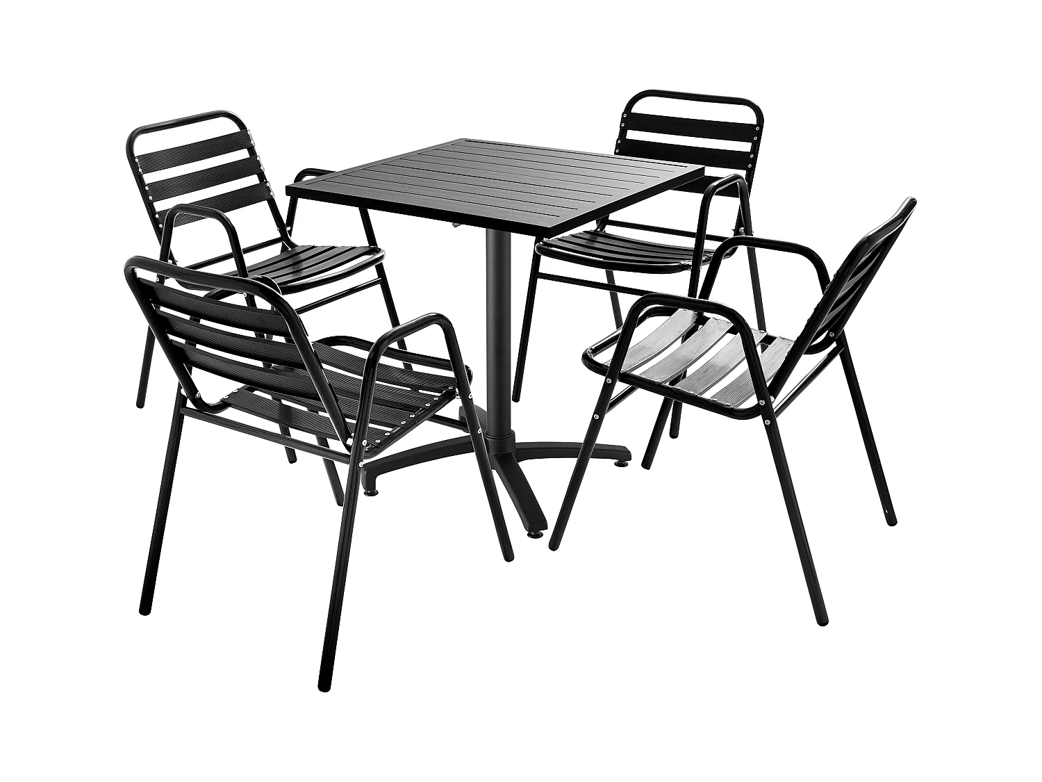 Ensemble table de jardin bistrot et 4 chaises en aluminium gris