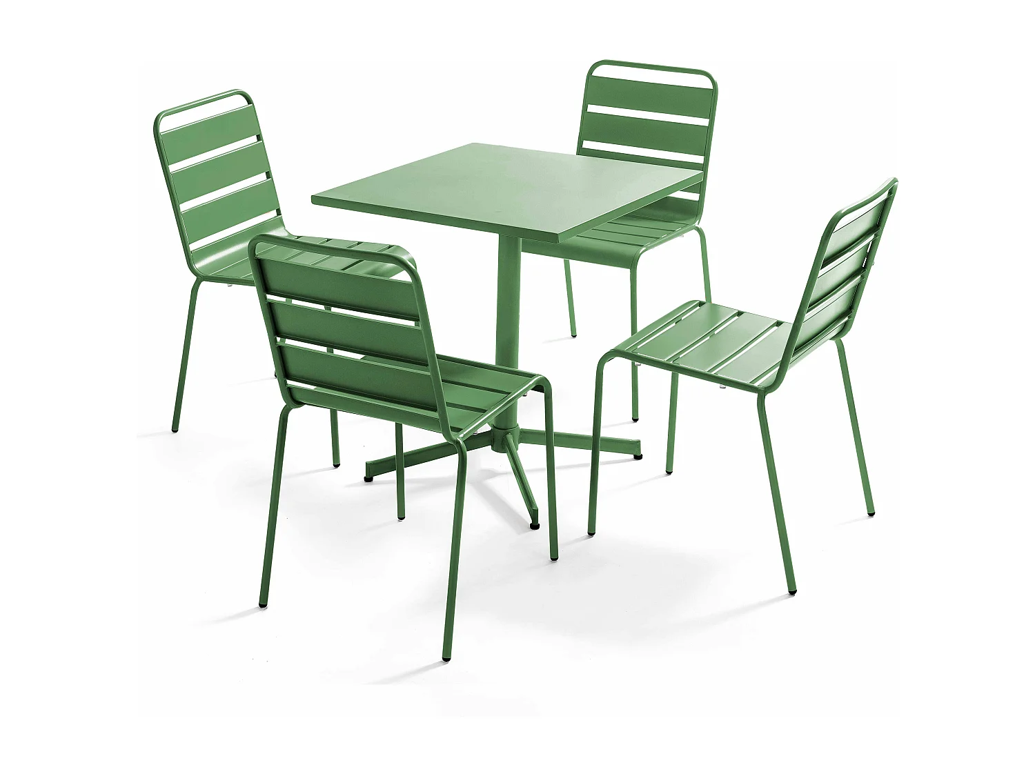 Ensemble table de jardin carrée et 4 chaises vert cactus - Palavas