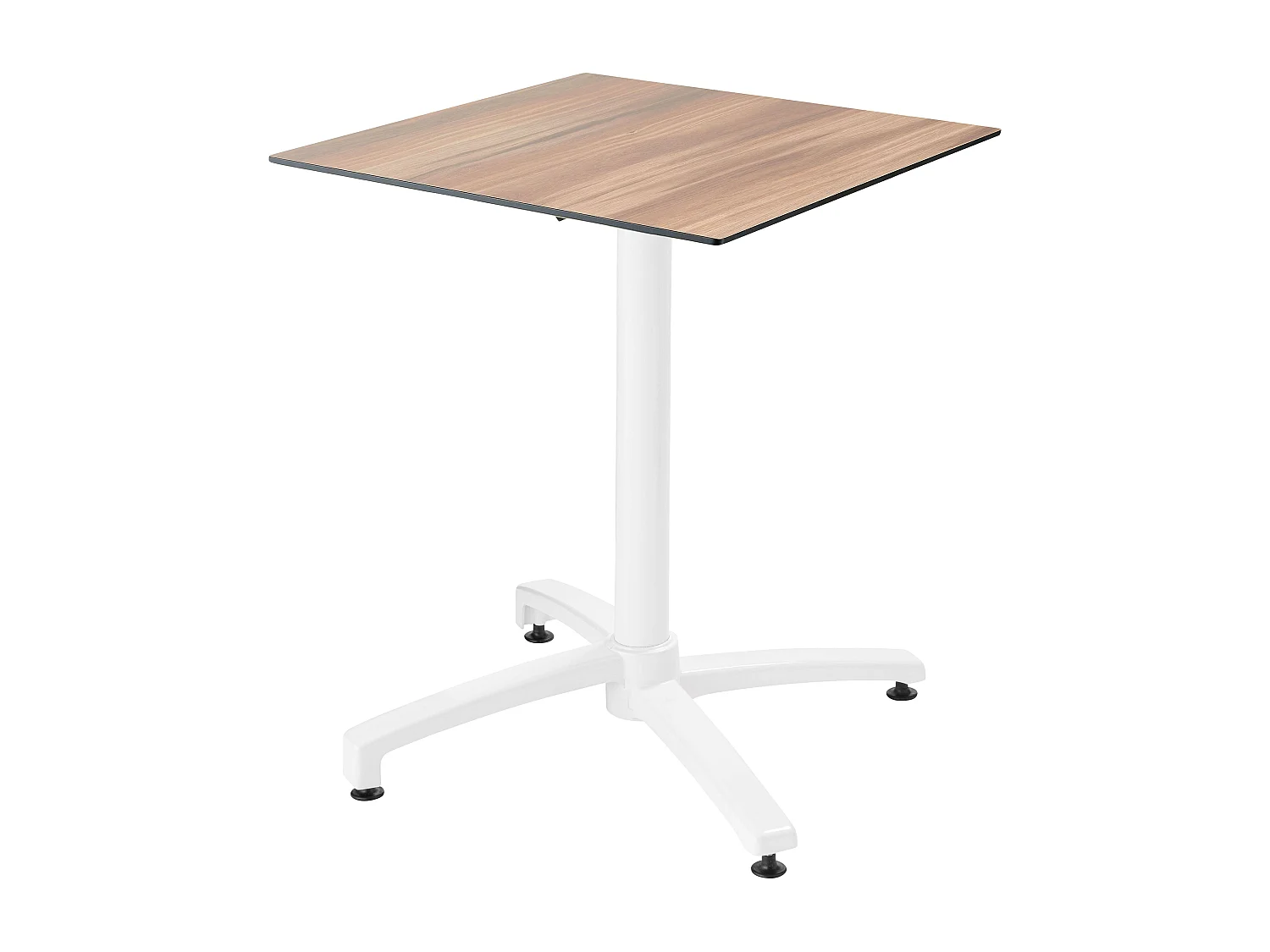 Ensemble table de terrasse  stratifié chêne foncé et 2 fauteuils blanc