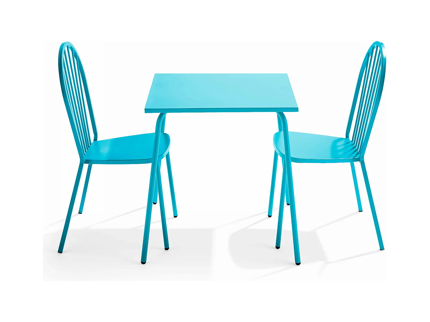Ensemble table de jardin bistrot et 2 chaises en acier bleu - Palavas