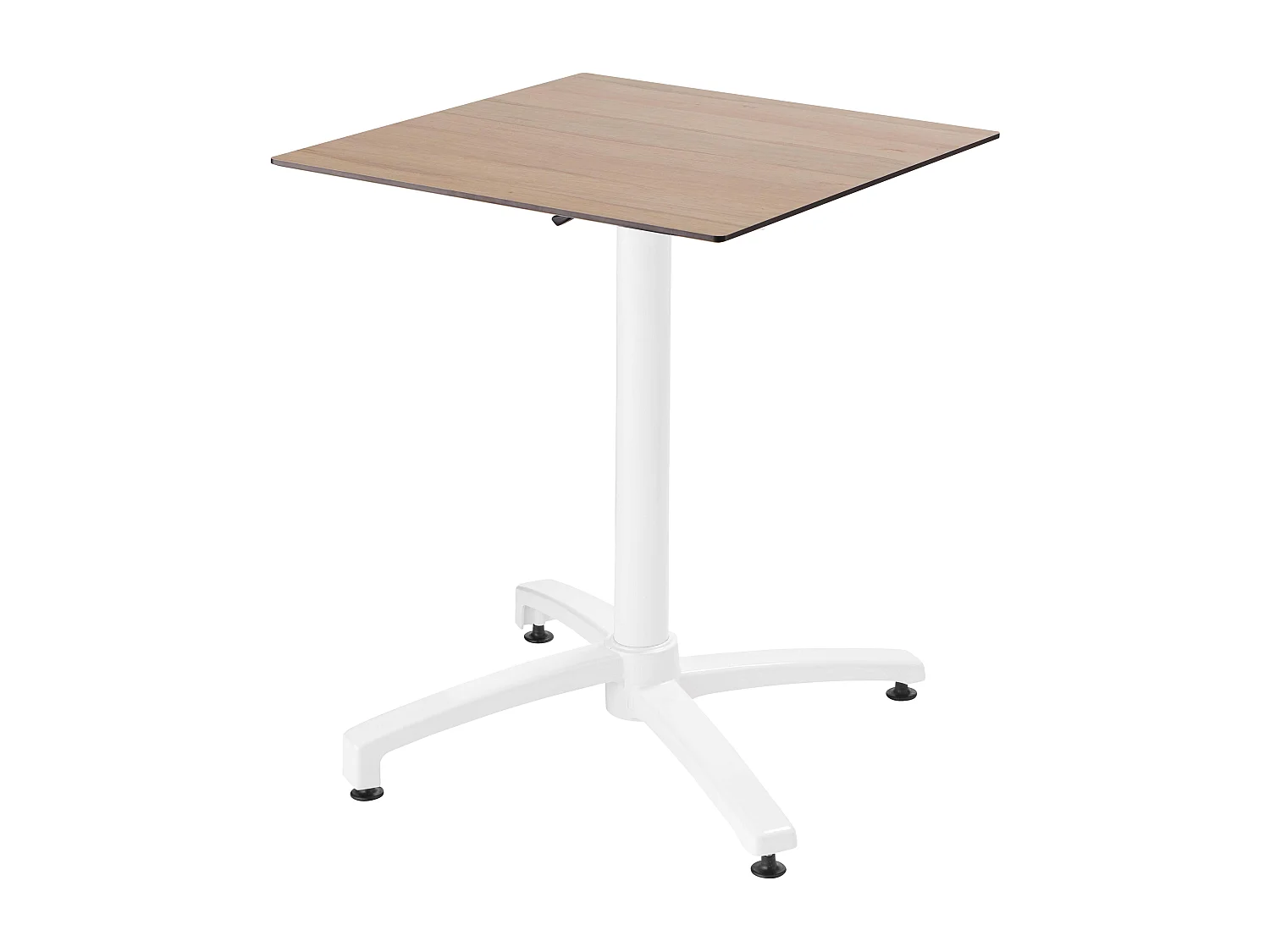 Ensemble table de terrasse stratifié chêne clair et 2 fauteuils gris