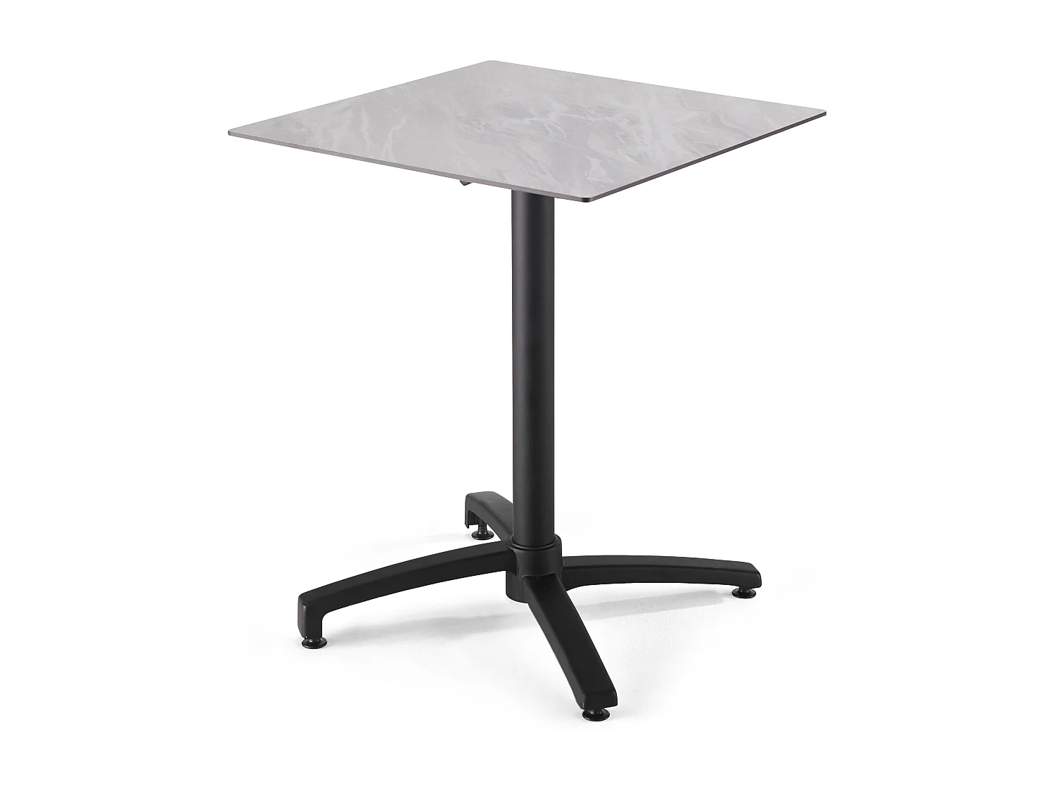 Ensemble table de terrasse stratifié marbre  et 4 fauteuils gris