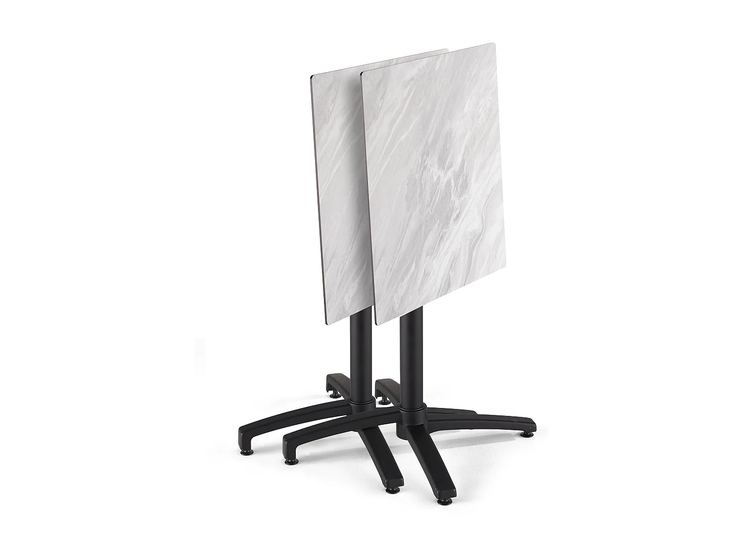 Ensemble table de terrasse stratifié marbre  et 4 fauteuils gris