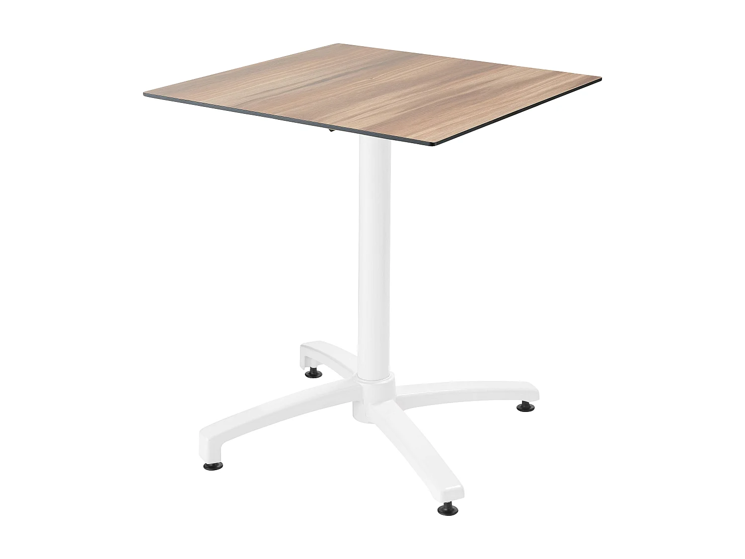 Ensemble table terrasse stratifié chêne foncé et 2 fauteuils blanc