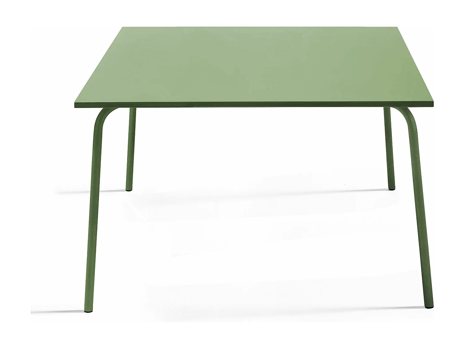 Set van een vierkante tuin tafel en 4 groene cactus banken