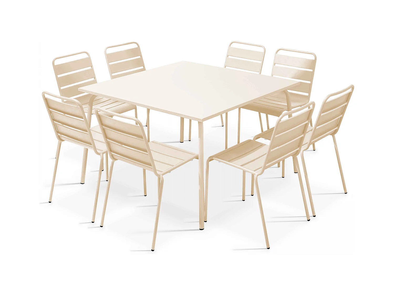 Ensemble table de jardin et 8 chaises en métal ivoire - Palavas